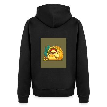 Sloth Sleeping In Taco Funny Sloth Taco Lover - Unisex Premium Organic Zip Hoodie - black - Back - Nico (187cm)