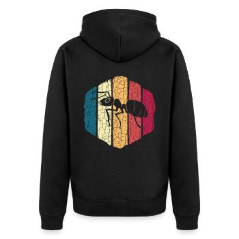 Retro Ameisen Insekten Entomologie Zukunft Entomologe - Unisex Premium Bio Zip Hoodie - Schwarz - Hinten - Nico (187cm)