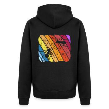 Retro Ameisen Insekten Entomologie Zukunft Entomologe - Unisex Premium Bio Zip Hoodie - Schwarz - Hinten - Nico (187cm)