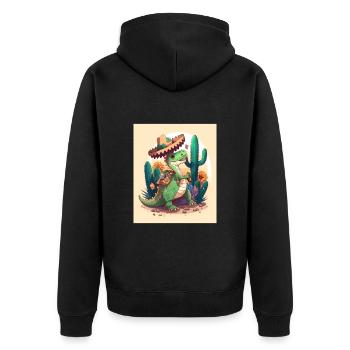 Dinosaur Lover Green Dinosaur Wearing Sombrero - Unisex Premium Organic Zip Hoodie - black - Back - Nico (187cm)