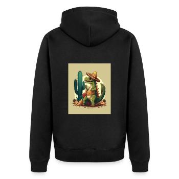 Dinosaur Lover Green Dinosaur Wearing Sombrero - Unisex Premium Organic Zip Hoodie - black - Back - Nico (187cm)