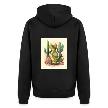 Dinosaur Lover Green Dinosaur Wearing Sombrero - Unisex Premium Organic Zip Hoodie - black - Back - Nico (187cm)