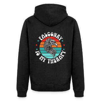 Falknerei ist mein Therapievogelliebhaber Falknerei Falke - Unisex Premium Bio Zip Hoodie - Schwarz - Hinten - Nico (187cm)