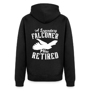 Ein legendärer Falkner hat Bird Falcon in den Ruhestand versetzt - Unisex Premium Bio Zip Hoodie - Schwarz - Hinten - Nico (187cm)