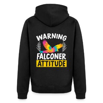 Falconry Bird Ornithology Falcon Falconer Attitude - Unisex Premium Organic Zip Hoodie - black - Back - Nico (187cm)