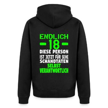 18. Geburtstag Geburtstagsgeschenk Geschenkidee - Unisex Premium Bio Zip Hoodie - Schwarz - Hinten - Nico (187cm)