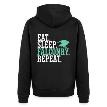Eat Sleep Falconry Repeat Bird Ornithology Falcon - Unisex Premium Organic Zip Hoodie - black - Back - Nico (187cm)