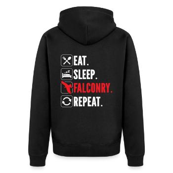 Eat Sleep Falconry Repeat Bird Ornithology Falcon - Unisex Premium Organic Zip Hoodie - black - Back - Nico (187cm)