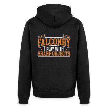 Falconry Falconing Bird Lover Ornithology Falcon - Unisex Premium Organic Zip Hoodie - black - Back - Nico (187cm)