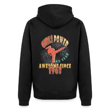 1963 Jahrgang Girls Power Geburtstag - Unisex Premium Bio Zip Hoodie - Schwarz - Hinten - Nico (187cm)