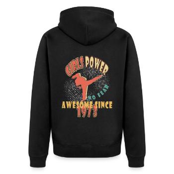 1973 Jahrgang Girls Power Geburtstag - Unisex Premium Bio Zip Hoodie - Schwarz - Hinten - Nico (187cm)