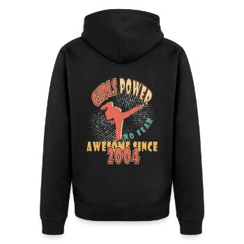 Jahrgang 2004 Mädchen Power Geburtstag - Unisex Premium Bio Zip Hoodie - Schwarz - Hinten - Nico (187cm)
