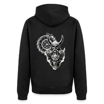 Vikings Nordic Rune Vikings Valhalla Vikings - Unisex Premium Organic Zip Hoodie - black - Back - Nico (187cm)