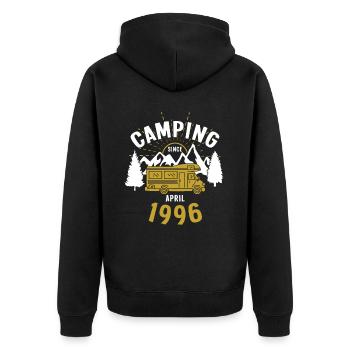 Birthday: Camping since April 1996 Motorhome - Unisex Premium Organic Zip Hoodie - black - Back - Nico (187cm)