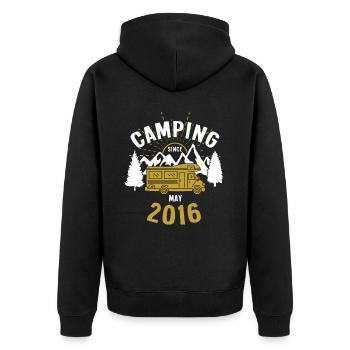 Anniversaire: Camping depuis mai 2016 Camping-car - Veste à capuche bio Premium Unisexe - noir - Dos - Nico (187cm)