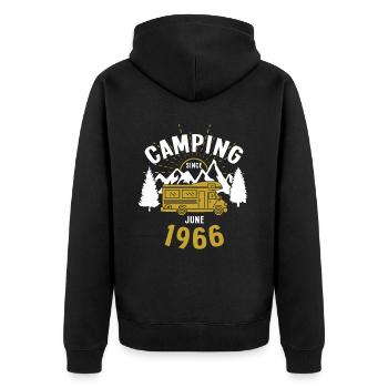 Geburtstag: Camping seit Juni 1966 Wohnmobil - Unisex Premium Bio Zip Hoodie - Schwarz - Hinten - Nico (187cm)