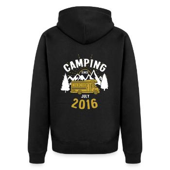 Anniversaire: Camping depuis juillet 2016 Camping-car - Veste à capuche bio Premium Unisexe - noir - Dos - Nico (187cm)