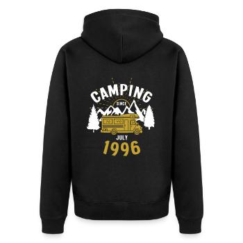 Birthday: Camping since July 1996 Motorhome - Unisex Premium Organic Zip Hoodie - black - Back - Nico (187cm)