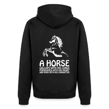 Un cheval galope avec ses poumons et s’arrête avec le - Veste à capuche bio Premium Unisexe - noir - Dos - Nico (187cm)