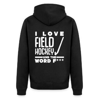 Field hockey players - Unisex Premium Organic Zip Hoodie - black - Back - Nico (187cm)