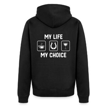 My Life, My Choice - Wine - Horseshoes - - Unisex Premium Organic Zip Hoodie - black - Back - Nico (187cm)