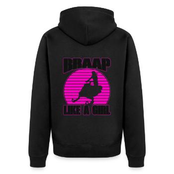 Braap Like A Girl Motorschlitten-schneemobilfahrer - Unisex Premium Bio Zip Hoodie - Schwarz - Hinten - Nico (187cm)
