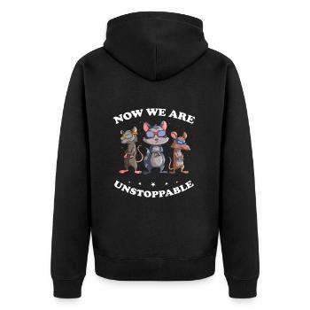 Sariga Design for Opossum and Raccoon - Unisex Premium Organic Zip Hoodie - black - Back - Nico (187cm)