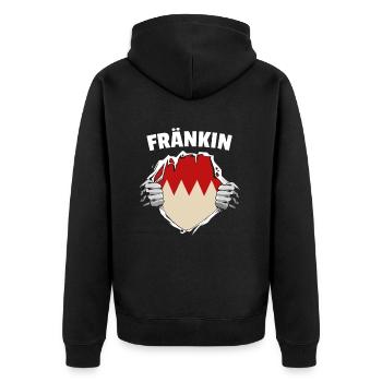 Fränkin Frau fränkischer Dialekt Übersetzer - Unisex Premium Bio Zip Hoodie - Schwarz - Hinten - Nico (187cm)