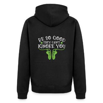 Irischer Tanz - Unisex Premium Bio Zip Hoodie - Schwarz - Hinten - Nico (187cm)