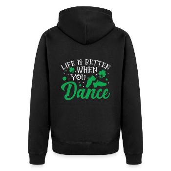 Irischer Tanz - Unisex Premium Bio Zip Hoodie - Schwarz - Hinten - Nico (187cm)