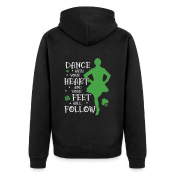 Irischer Tanz - Unisex Premium Bio Zip Hoodie - Schwarz - Hinten - Nico (187cm)