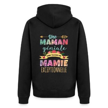 Une Maman Géniale Donne Toujours Une Mamie - Veste à capuche bio Premium Unisexe - noir - Dos - Nico (187cm)