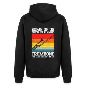 Trombone - Unisex Premium Organic Zip Hoodie - black - Back - Nico (187cm)