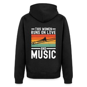 Trombone - Unisex Premium Organic Zip Hoodie - black - Back - Nico (187cm)