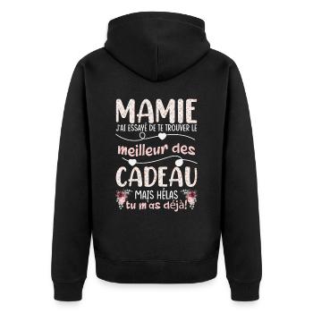 Mamie Fête Des Mères Cadeau Grand-Mère Mamie - Veste à capuche bio Premium Unisexe - noir - Dos - Nico (187cm)