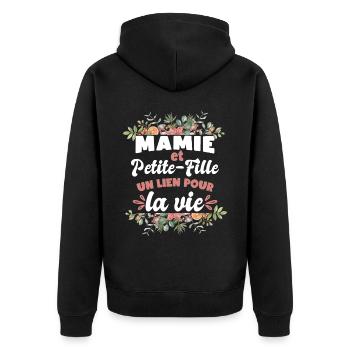 Mamie Et Petite-Fille - Veste à capuche bio Premium Unisexe - noir - Dos - Nico (187cm)