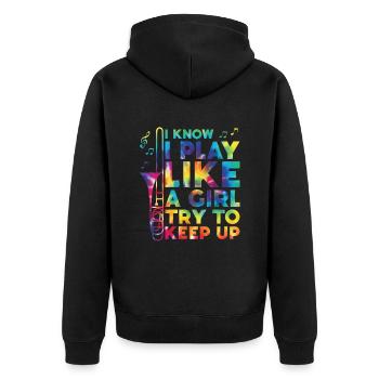 Trombone - Unisex Premium Organic Zip Hoodie - black - Back - Nico (187cm)