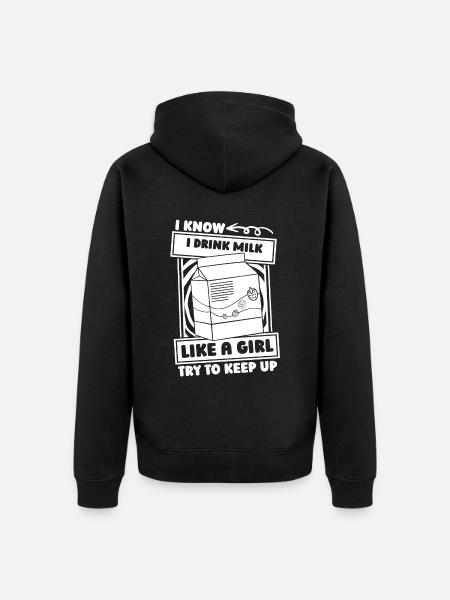 Kuh Milch Mädchen - Unisex Premium Bio Zip Hoodie - Schwarz