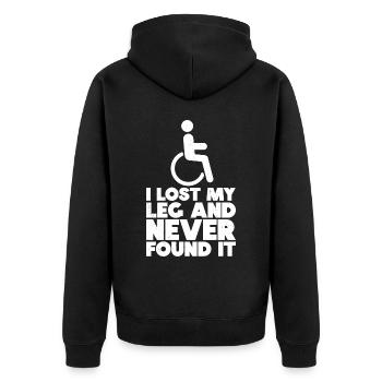 Rollstuhl - Unisex Premium Bio Zip Hoodie - Schwarz - Hinten - Nico (187cm)