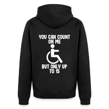 Rollstuhl - Unisex Premium Bio Zip Hoodie - Schwarz - Hinten - Nico (187cm)