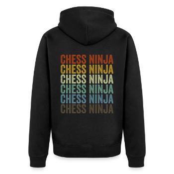 Chess Ninja Chess Board Game Gambit - Unisex Premium Organic Zip Hoodie - black - Back - Nico (187cm)