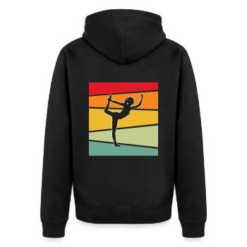 Yoga Retro - Unisex Premium Bio Zip Hoodie - Schwarz - Hinten - Nico (187cm)