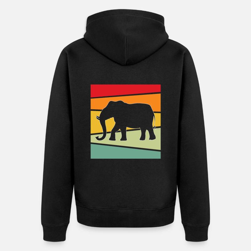 Éléphant Rétro - Veste à capuche bio Premium Unisexe - noir