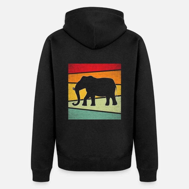 Éléphant Rétro - Veste à capuche bio Premium Unisexe - noir
