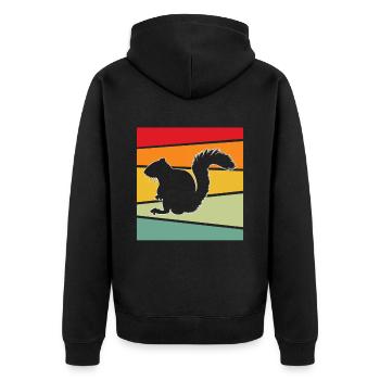 Squirrel retro - Unisex Premium Organic Zip Hoodie - black - Back - Nico (187cm)