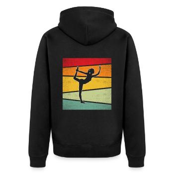 Yoga Retro - Unisex Premium Bio Zip Hoodie - Schwarz - Hinten - Nico (187cm)