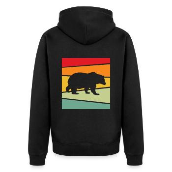 Bear Retro - Unisex Premium Organic Zip Hoodie - black - Back - Nico (187cm)