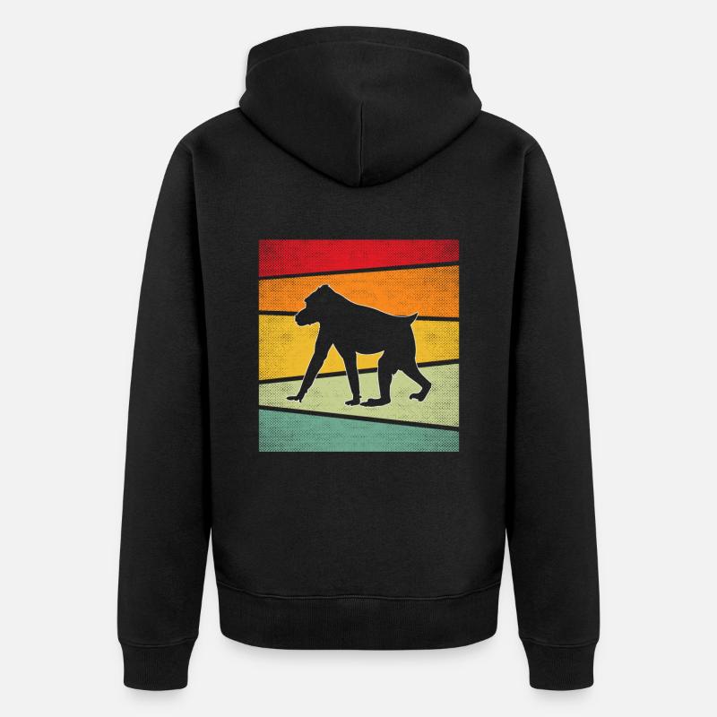 Singe Rétro - Veste à capuche bio Premium Unisexe - noir