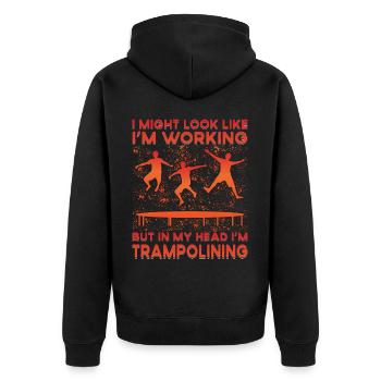 Trampolin - Unisex Premium Bio Zip Hoodie - Schwarz - Hinten - Nico (187cm)