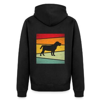 Hund Retro - Unisex Premium Bio Zip Hoodie - Schwarz - Hinten - Nico (187cm)
